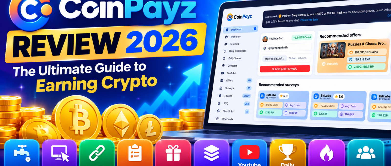 CoinPayz Review 2026 – Crypto Faucet, Surveys, PTC Ads and Earning Methods